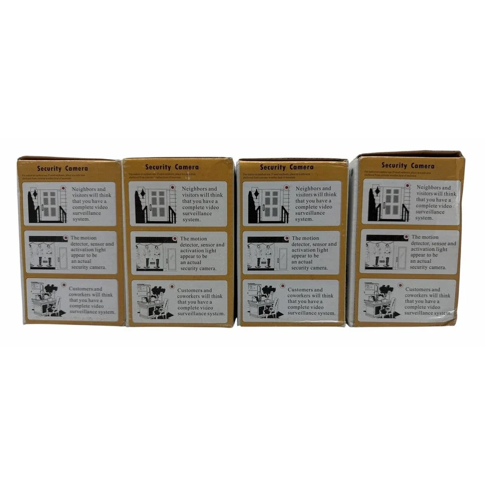 Lot of 4 Dummy Security Cameras Motion Sensor Activation Light Fake Surveillance